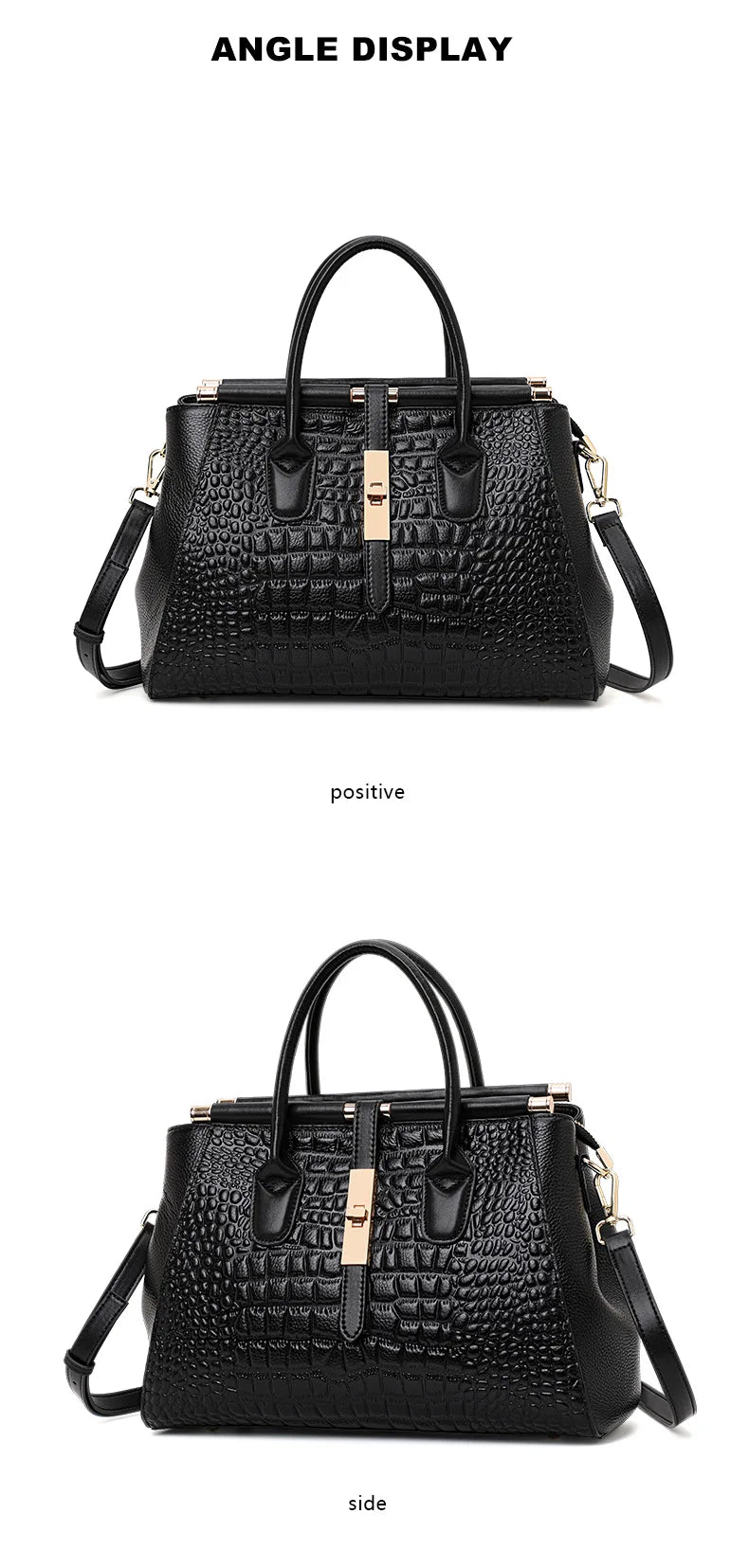 Luxury Leather Women's Handbag: Fashion Crocodile Pattern Design with Large Capacity