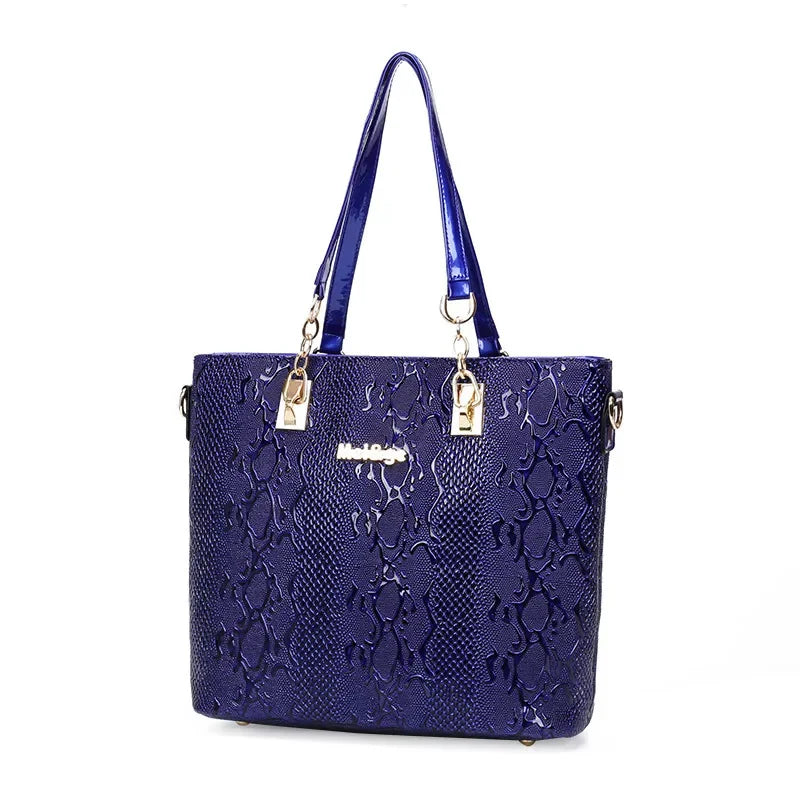 5-Piece Luxury Brands Women's Bag Set: Tote, Shoulder/Messenger, & Clutch in High-Quality Serpentine Design