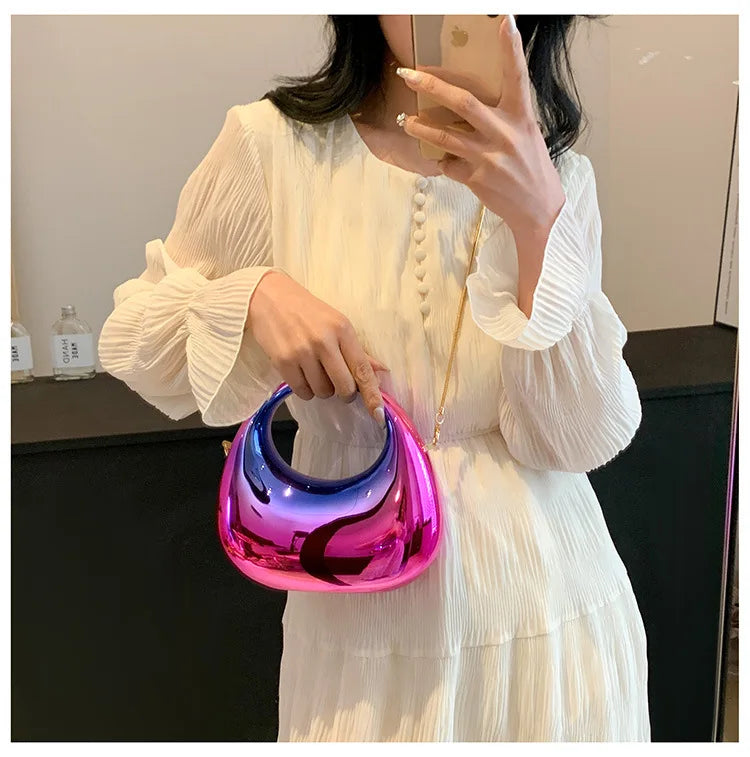 2025 Luxury Designer Evening Clutch Clear Acrylic Women Handbags Fashion Shoulder Bag Half Moon Wedding Purses Party Tote Ladies