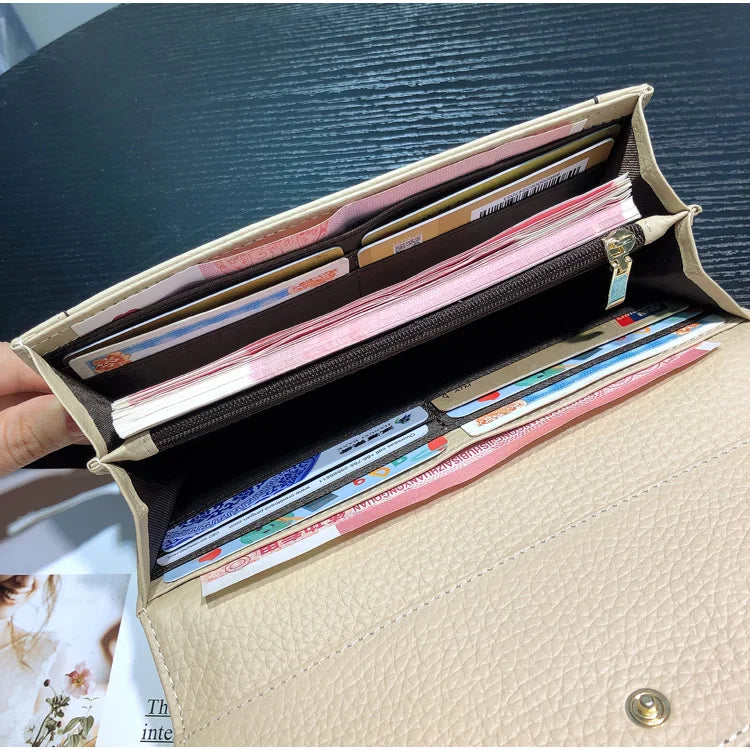 New Design Genuine Leather Women’s Wallets - Luxury Cowhide Long Wallet & Original Brand Envelope Clutch Bag with High Capacity for Phones