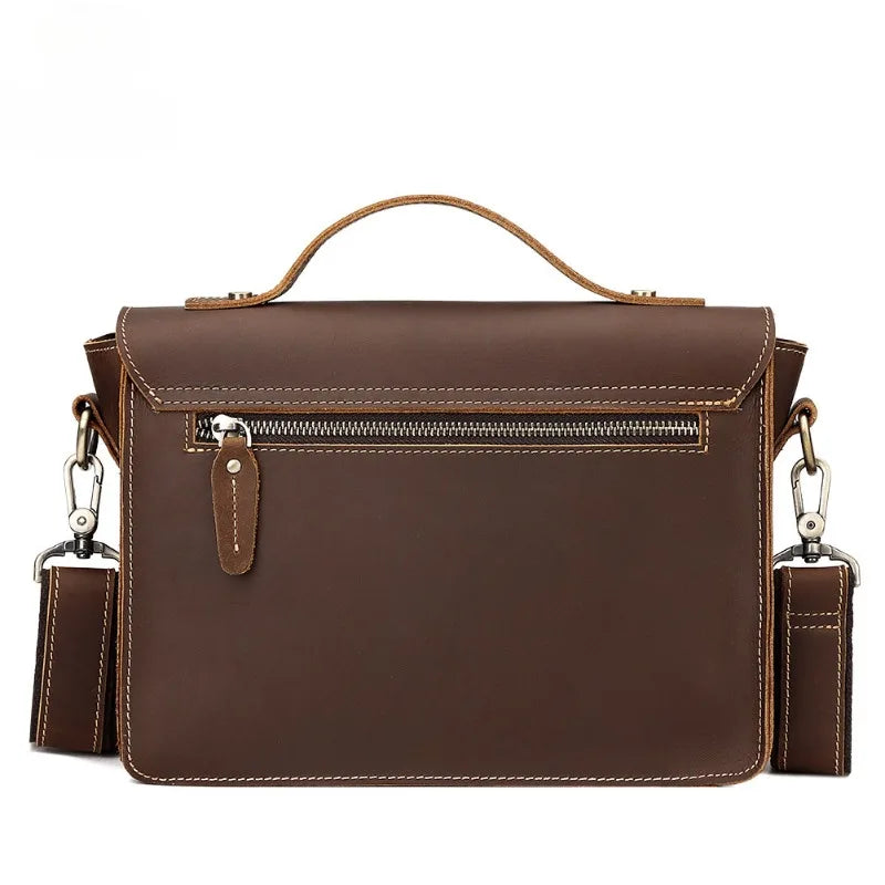 Vintage Leather Men's Messenger Bag: Large Capacity Business Commuting Briefcase - Square Shoulder Handbag