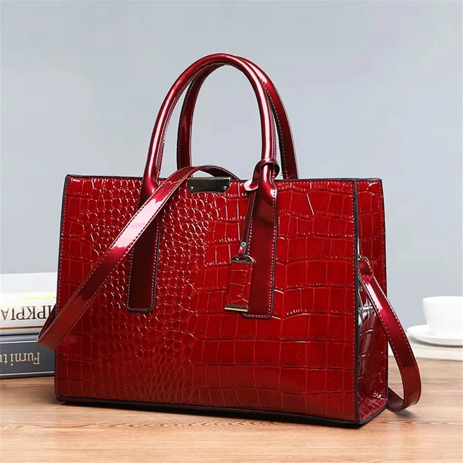 3-Layer Alligator Leather Crossbody Bag: Luxury Designer Handbag for Women