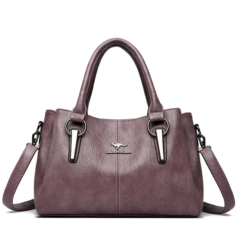 3-Layer Large Capacity Luxury Designer Handbag: High-Quality Soft Leather Crossbody Tote for Women