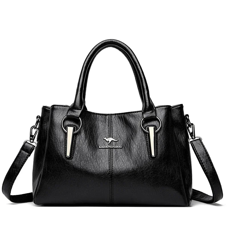 3-Layer Large Capacity Luxury Designer Handbag: High-Quality Soft Leather Crossbody Tote for Women