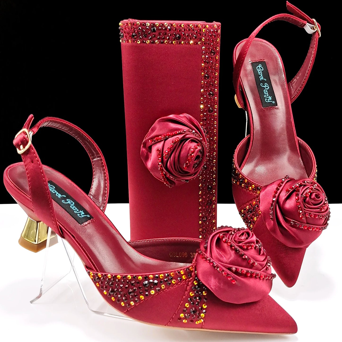 Beautiful High-Quality Ladies Shoes & Bags Set: Latest Gold Italian Design for Parties