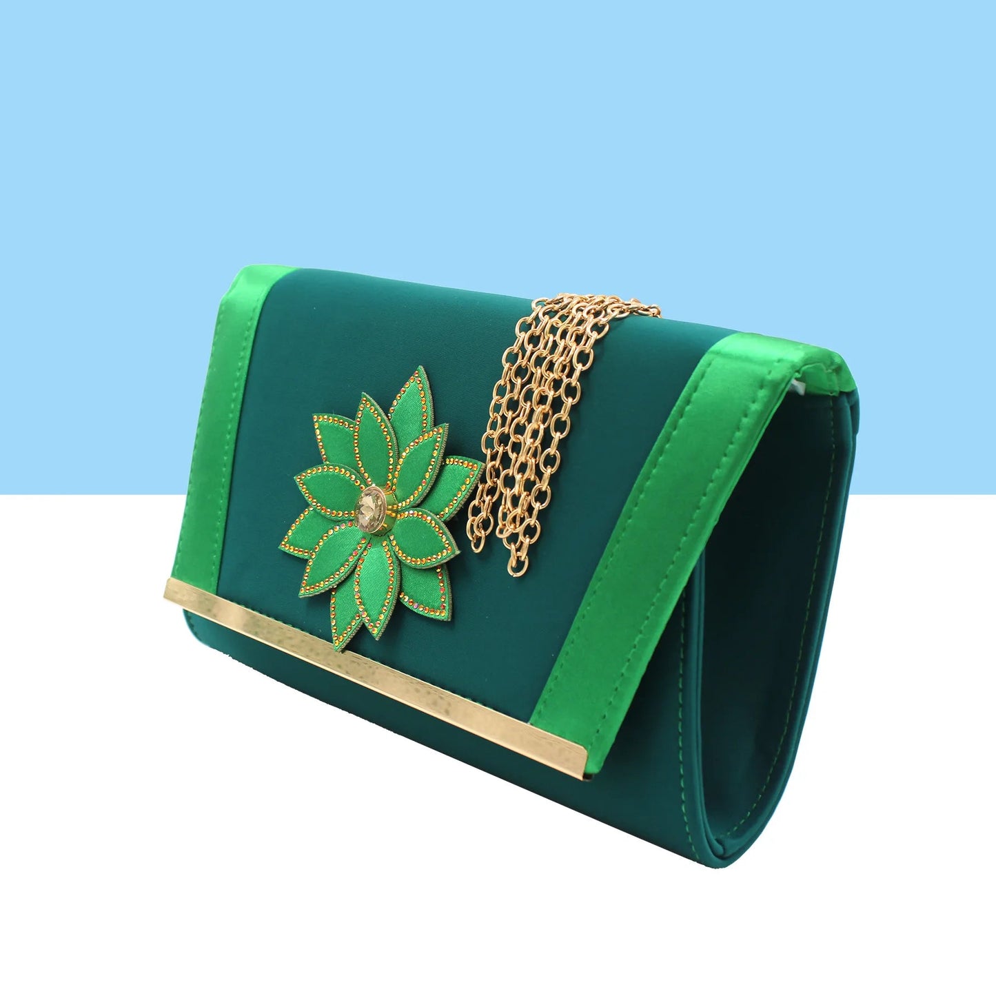 New Design Italian Women’s Shoes and Bag Set in Green - High-Quality Comfortable Heels with Appliqués for Weddings