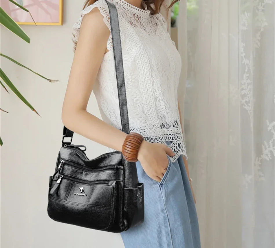 3-Layer Alligator Leather Crossbody Bag: Luxury Designer Handbag for Women