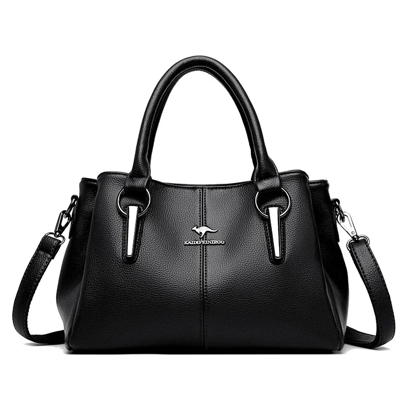 3-Layer Large Capacity Luxury Designer Handbag: High-Quality Soft Leather Crossbody Tote for Women