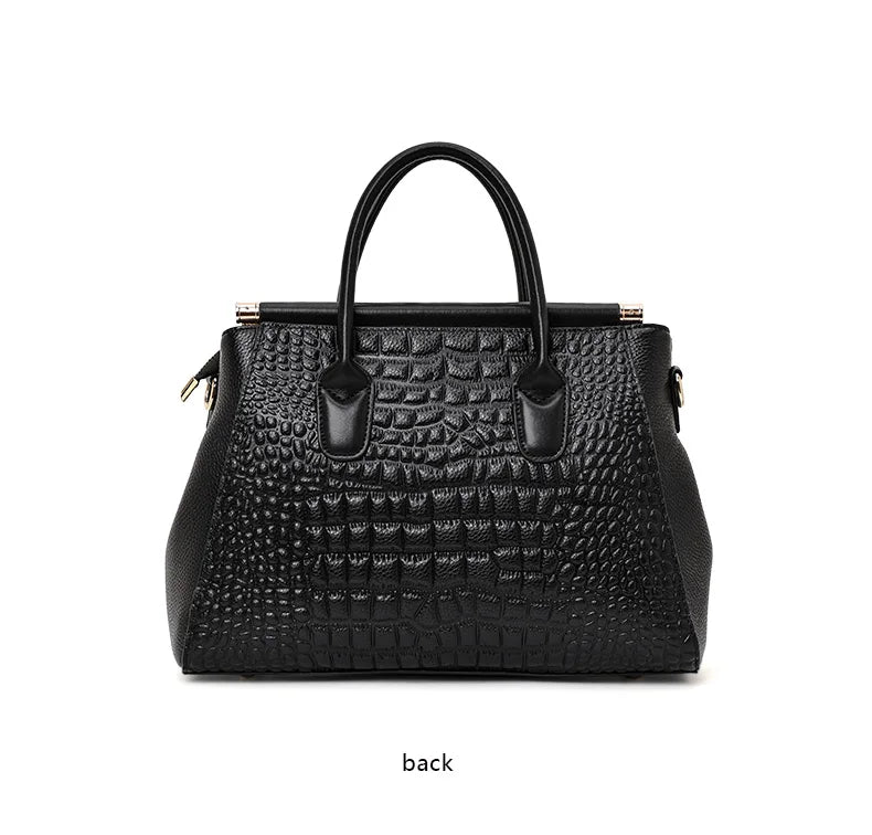 Luxury Leather Women's Handbag: Fashion Crocodile Pattern Design with Large Capacity