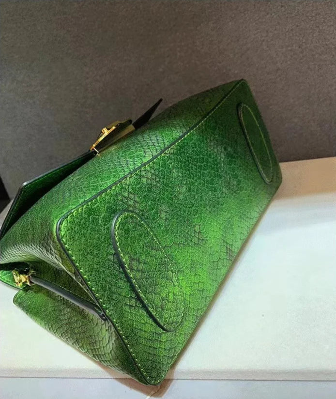 Luxury Designer 2025: High-Quality Laser Leather Handbags for Women – Snake Print Shoulder and Crossbody Bag