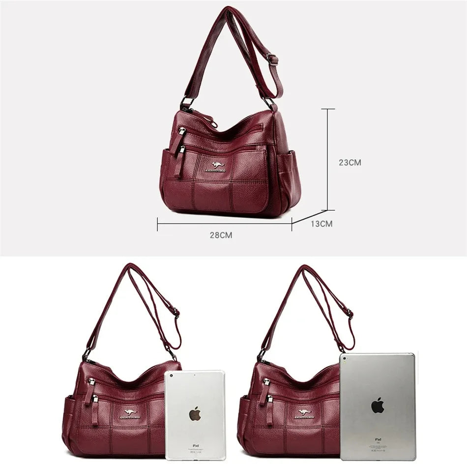 Soft Leather Luxury Handbags: Designer 3-Layer Shoulder & Crossbody Bag for Women