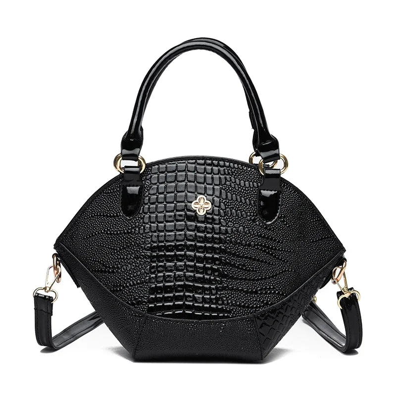 Women's Leather Crocodile Pattern Crossbody Bag: Classic Khaki, Coffee, and Black Handbag