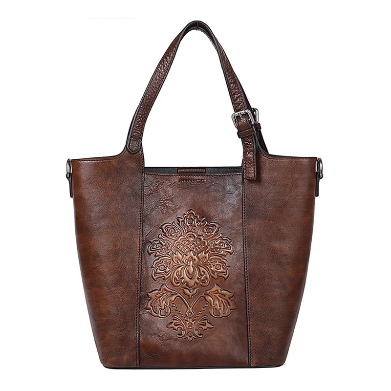 2025 New Women's Vintage Barrel-Shaped Leather Handbag: Luxury Cowhide