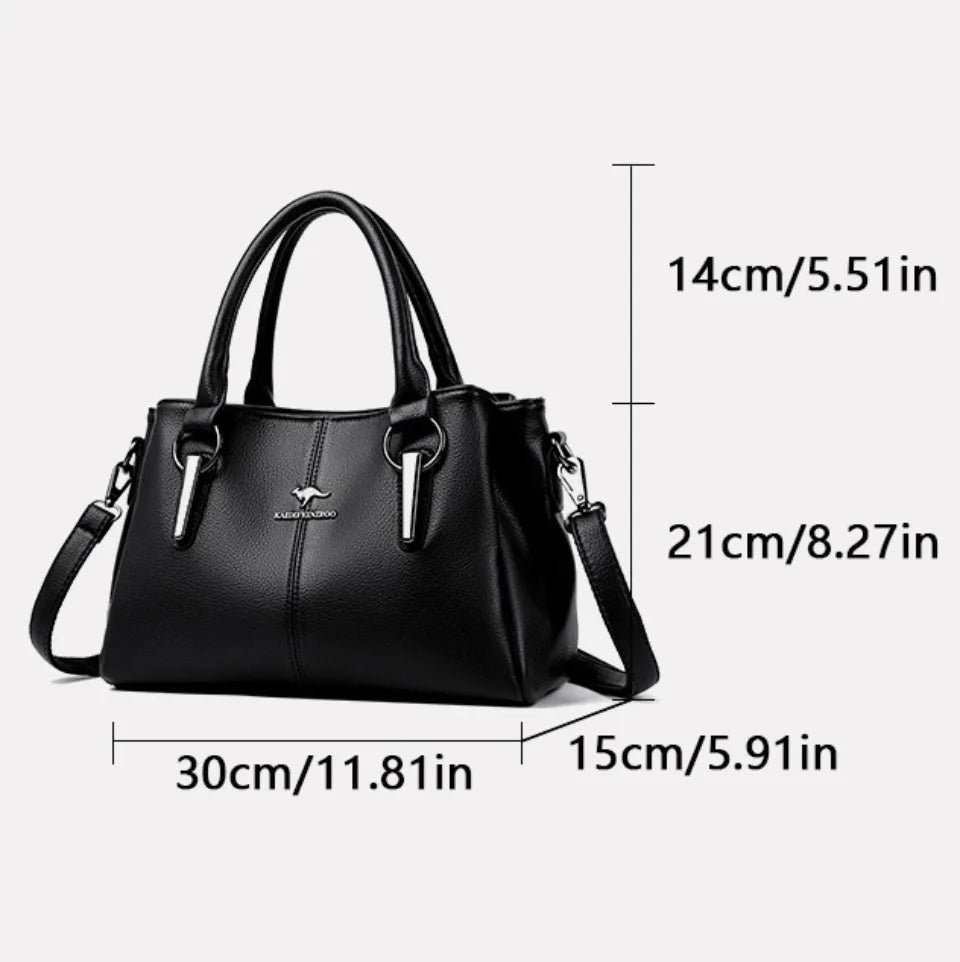 3-Layer Large Capacity Luxury Designer Handbag: High-Quality Soft Leather Crossbody Tote for Women