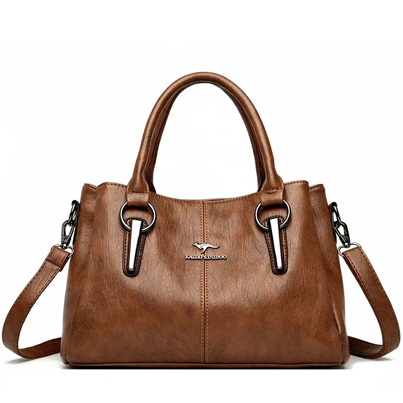 3-Layer Large Capacity Luxury Designer Handbag: High-Quality Soft Leather Crossbody Tote for Women