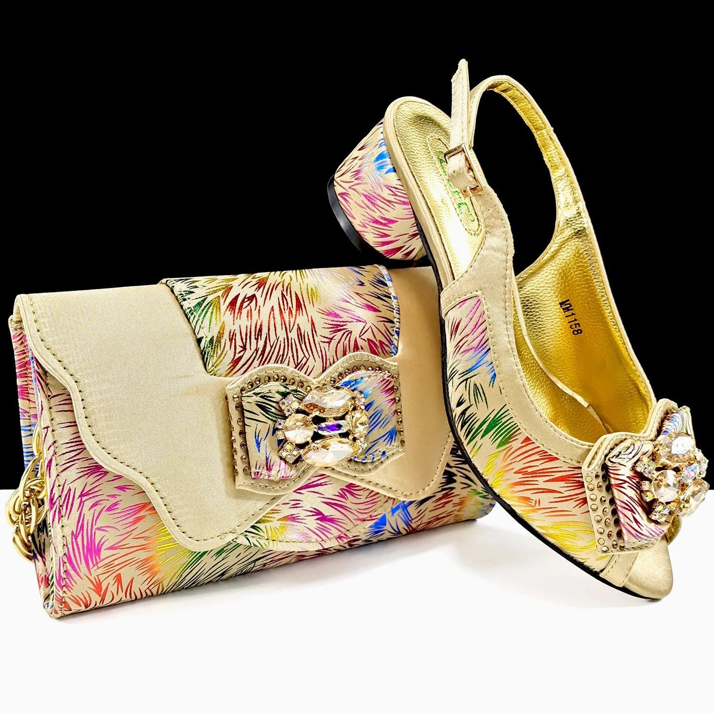 New Design Style Women's Heels and Elegant Bag Set - Color-Matching Handbag for Wedding and Party