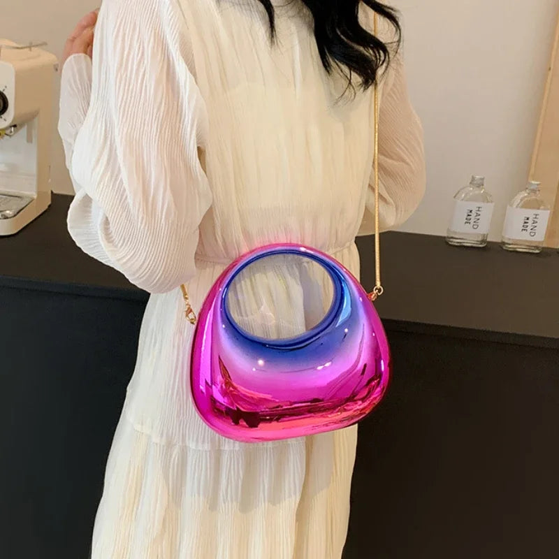 2025 Luxury Designer Evening Clutch Clear Acrylic Women Handbags Fashion Shoulder Bag Half Moon Wedding Purses Party Tote Ladies