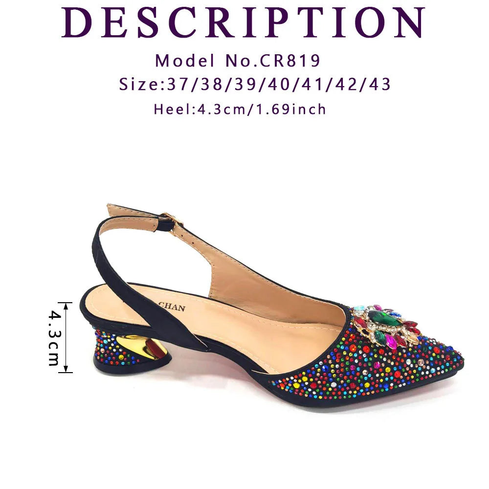 Purple 2025 Italian Design Girly Style Open Toe Shoes and Bag Set – Full Diamond Decoration with Appliques for Wedding Parties