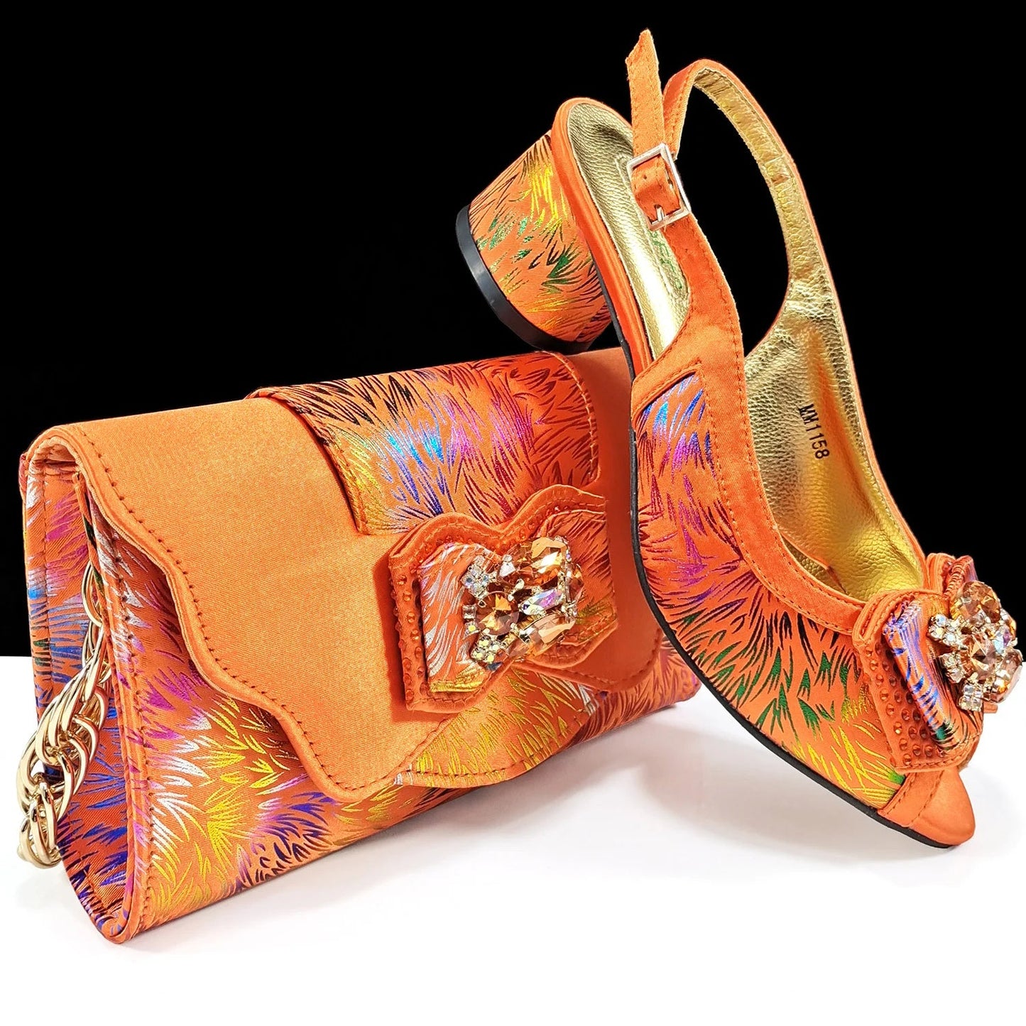 New Design Style Women's Heels and Elegant Bag Set - Color-Matching Handbag for Wedding and Party