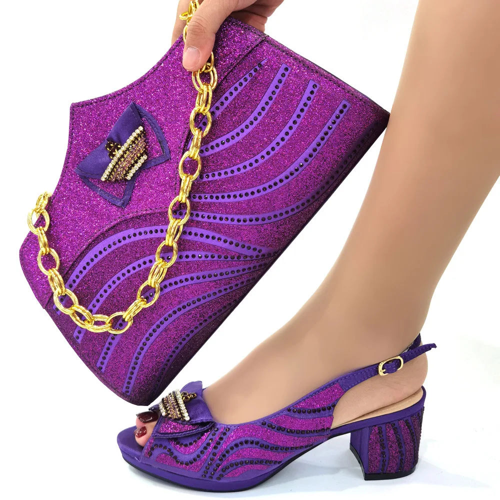 2025 High-Heeled Sandals & Bag Set - Fashion Rhinestone Sexy Pumps for Women’s Party and Wedding