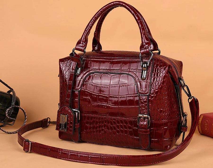 2025 New Mom Shoulder Designer Bag: Luxury Crocodile Pattern Retro Handbag