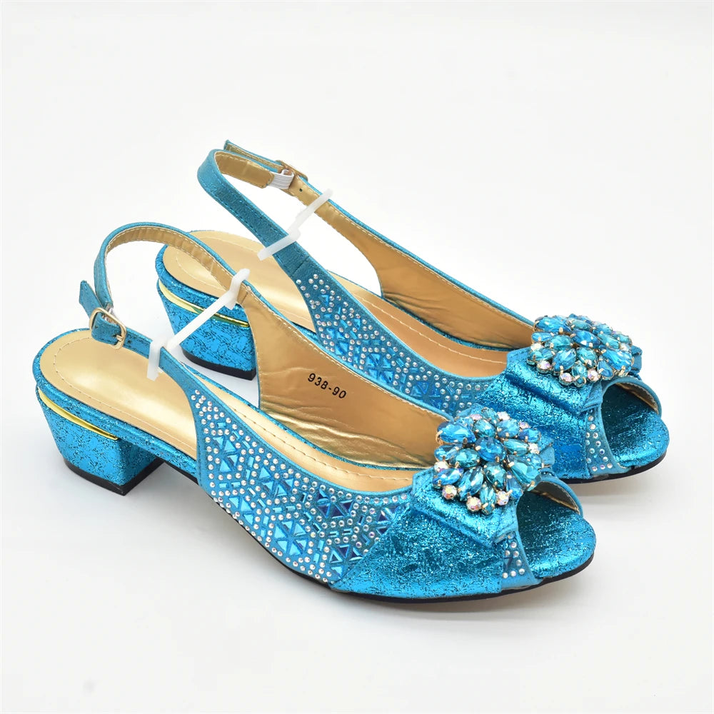 New Arrival: Matching Party Shoes and Bags for Ladies – Elegant Heeled Shoes with Rhinestone Bag and Shoe Set