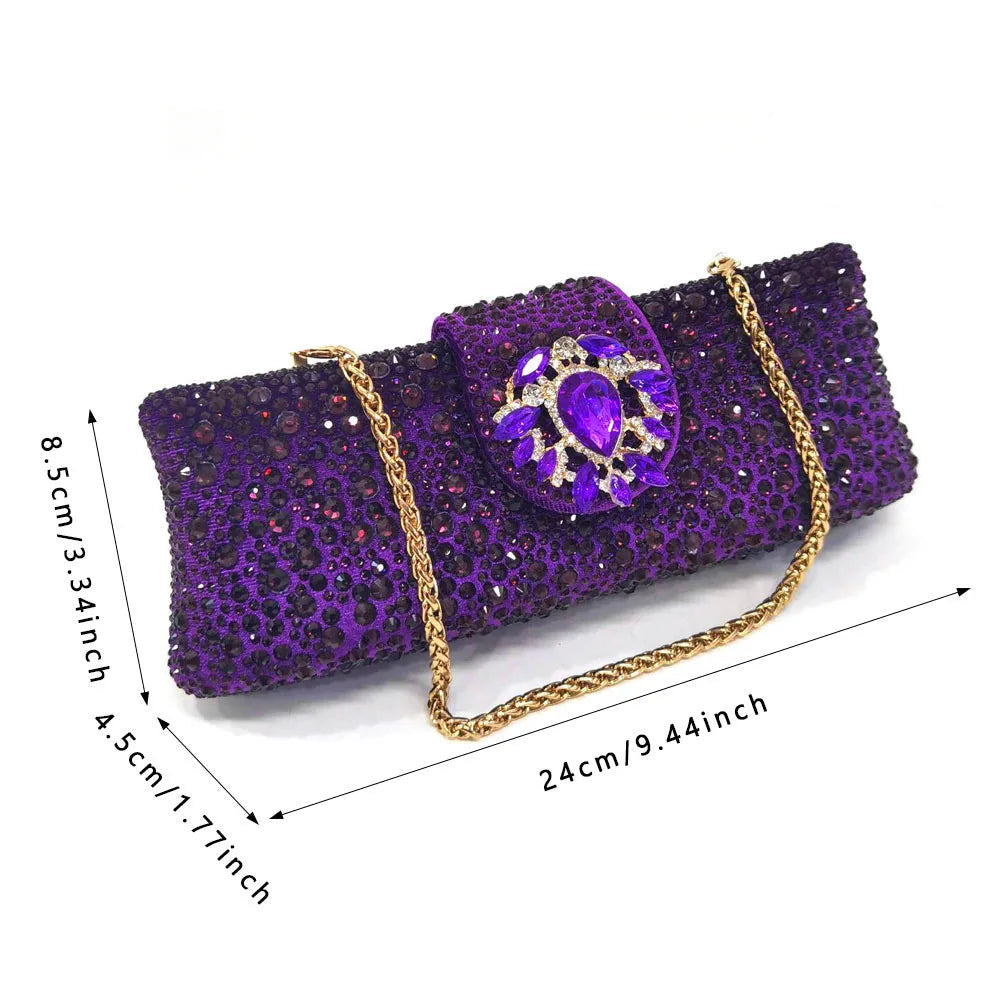 Purple 2025 Italian Design Girly Style Open Toe Shoes and Bag Set – Full Diamond Decoration with Appliques for Wedding Parties