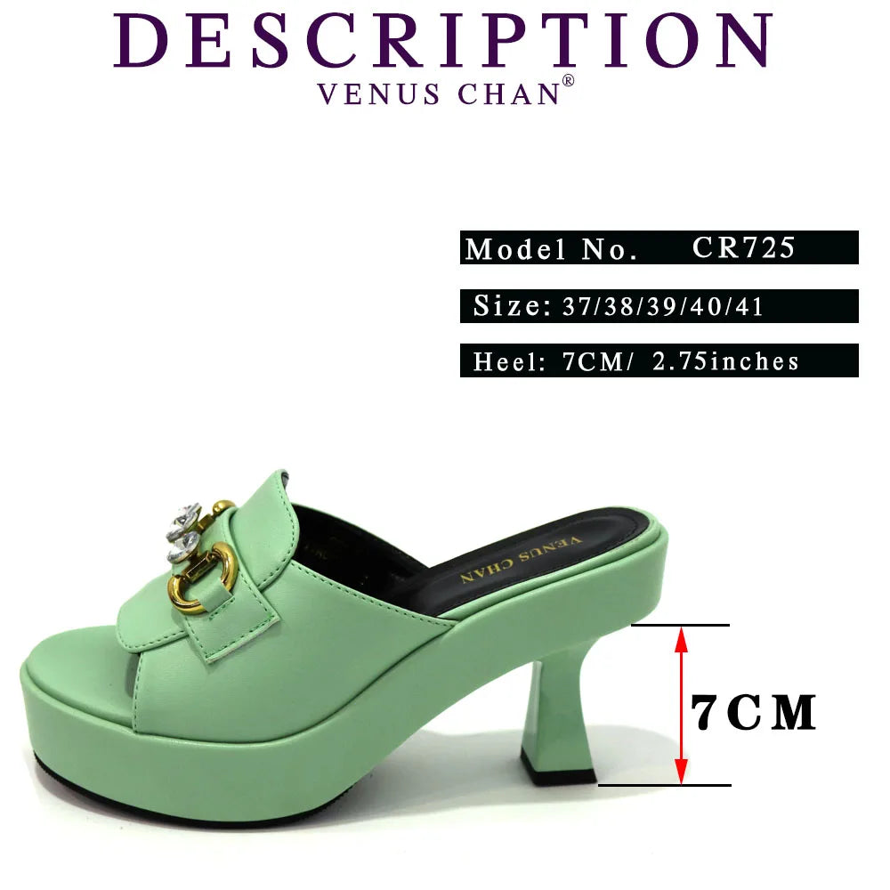 2025 Women's High Heel Shoes & Bags Collection: Open Toe Leather with Elegant Decoration