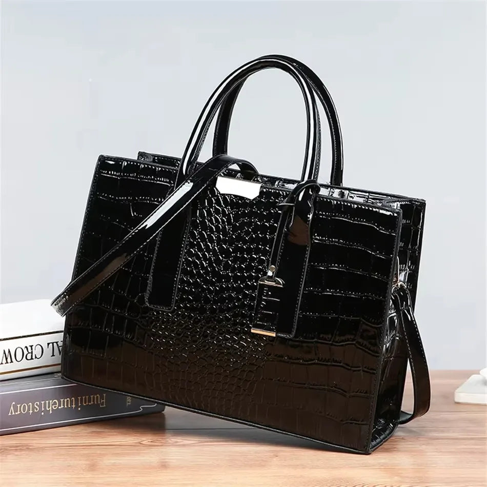 3-Layer Alligator Leather Crossbody Bag: Luxury Designer Handbag for Women