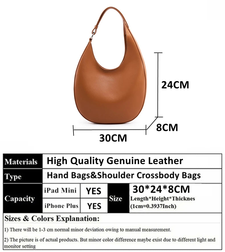 2025 Trend: Genuine Leather Underarm Shoulder Bags for Women – Designer Half Moon Crossbody Purses & Tote Handbags