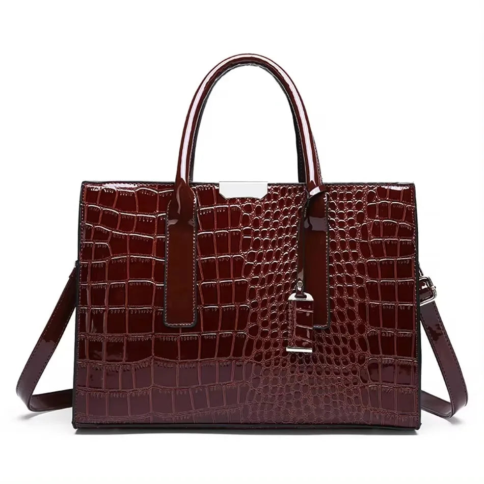 3-Layer Alligator Leather Crossbody Bag: Luxury Designer Handbag for Women