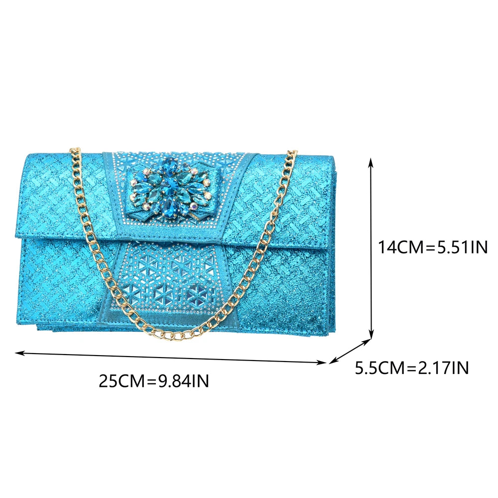 New Arrival: Matching Party Shoes and Bags for Ladies – Elegant Heeled Shoes with Rhinestone Bag and Shoe Set