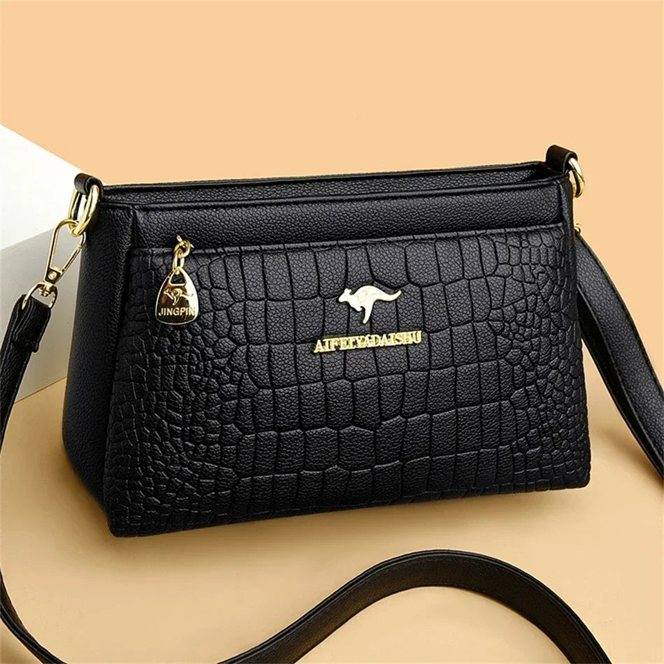 3-Layer Alligator Leather Crossbody Bag: Luxury Designer Handbag for Women