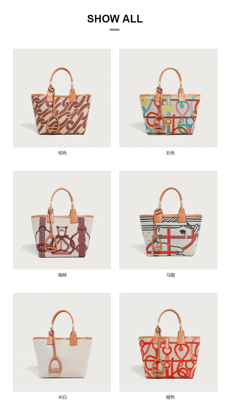 2025 Trendy High-Quality Tote Bag for Women: Geometric Printed Satchel