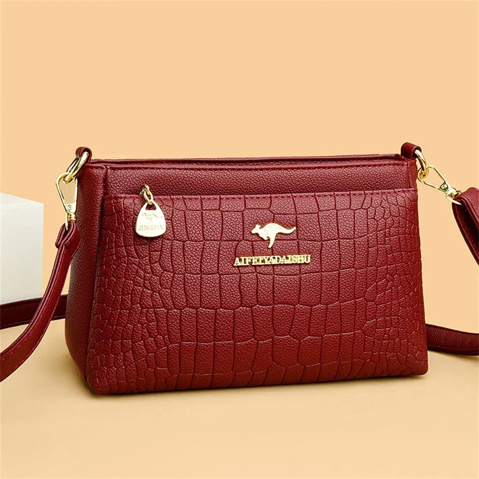 3-Layer Alligator Leather Crossbody Bag: Luxury Designer Handbag for Women