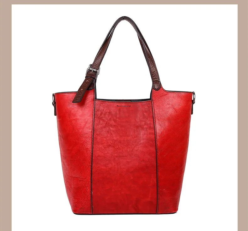 2025 New Women's Vintage Barrel-Shaped Leather Handbag: Luxury Cowhide