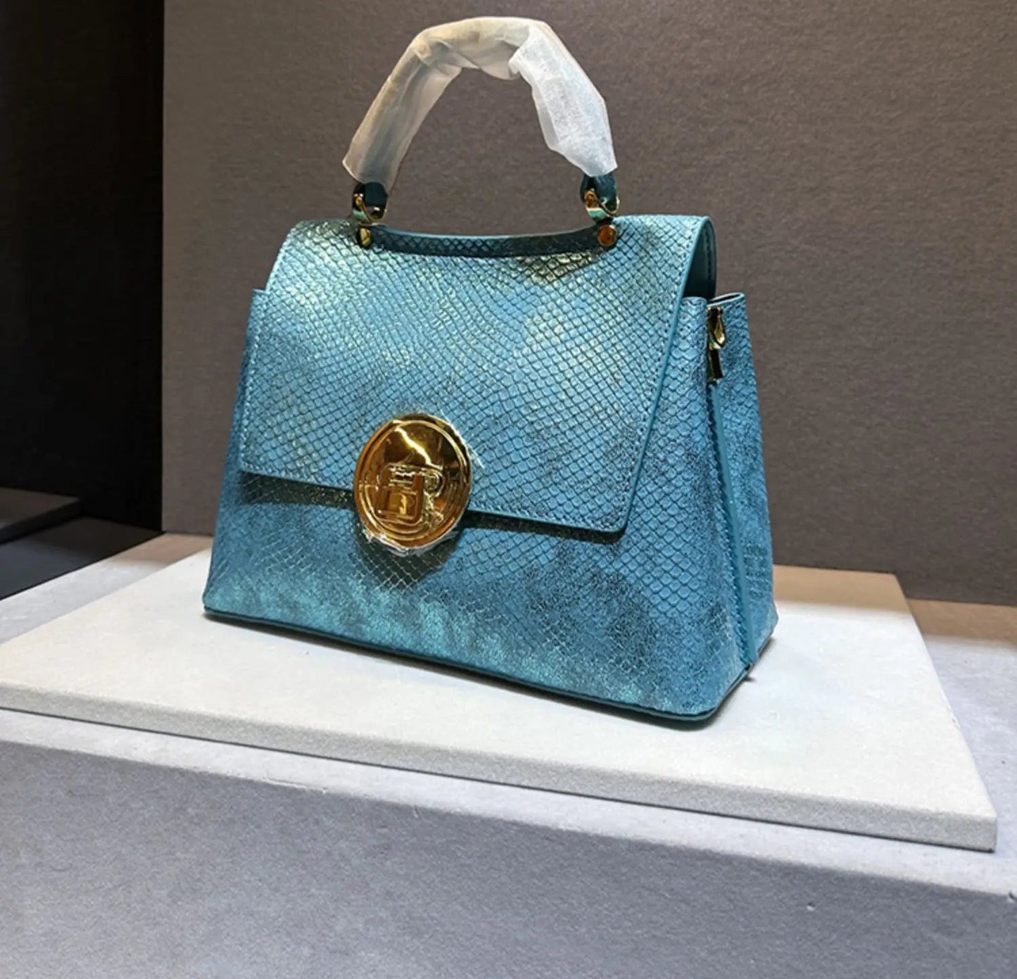 Luxury Designer 2025: High-Quality Laser Leather Handbags for Women – Snake Print Shoulder and Crossbody Bag