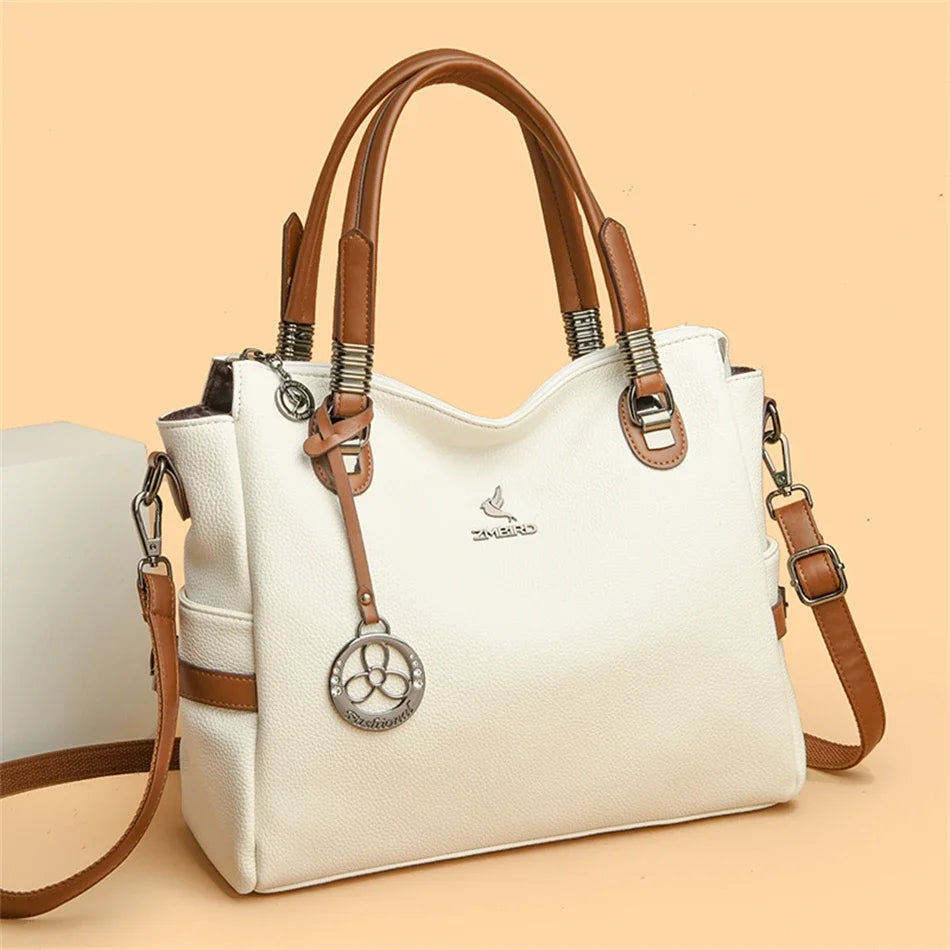 Soft Leather Luxury Handbags: Designer 3-Layer Shoulder & Crossbody Bag for Women