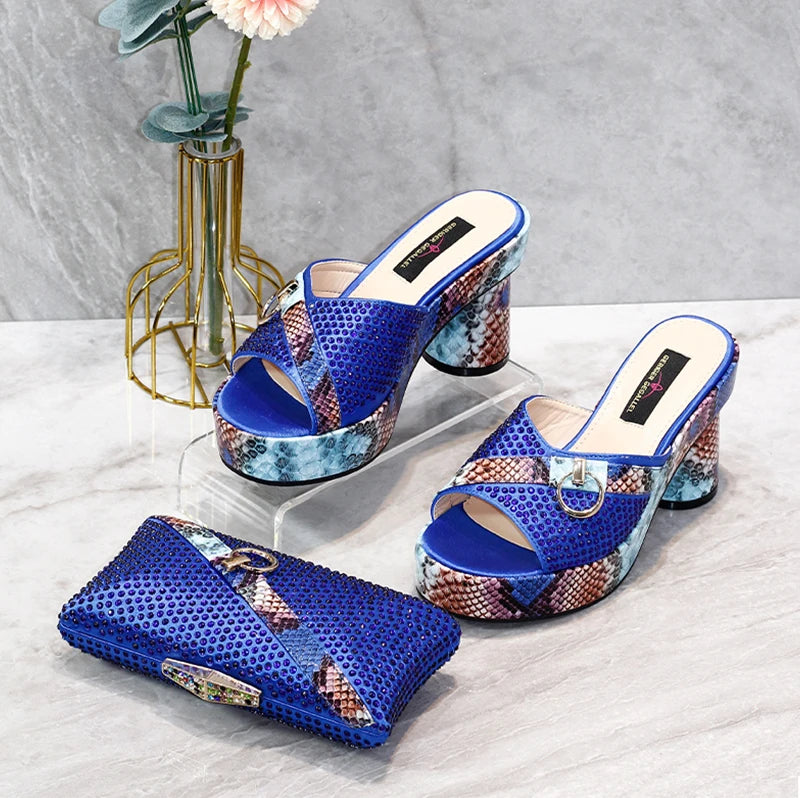 Fashionable Top Italian Designers 2025: Luxury Elegant Clutch Bag & Bright Diamond Snake Print Summer Women’s High Heels