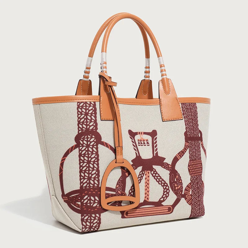 2025 Trendy High-Quality Tote Bag for Women: Geometric Printed Satchel