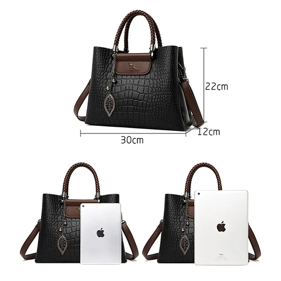 Soft Leather Luxury Handbags: Designer 3-Layer Shoulder & Crossbody Bag for Women