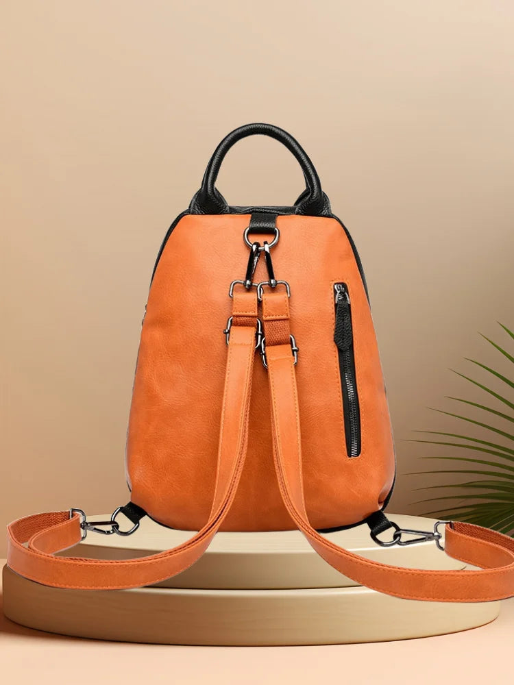 New Luxury Fashion Women's Backpack - Real Leather Small Anti-Theft Handbag | Casual Mummy Mochilas